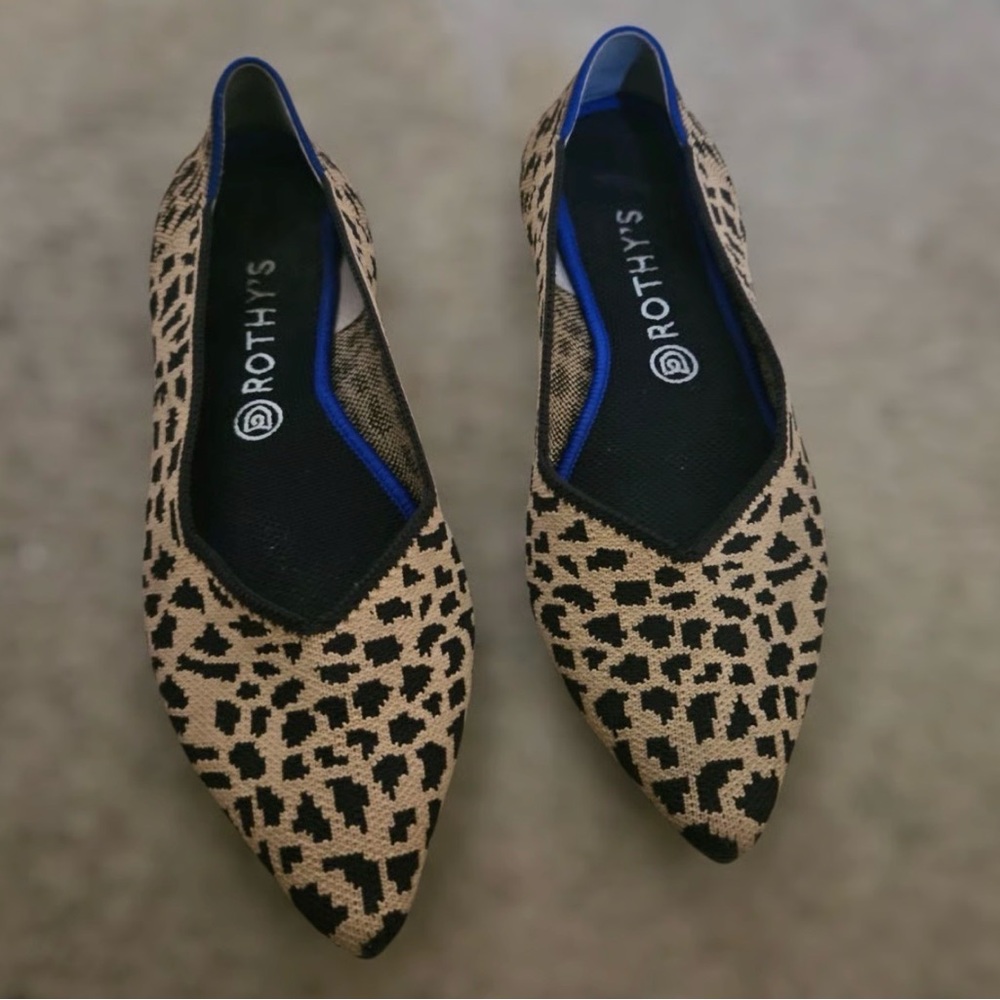 Rothy's Blue Trim Leopard Print Flats